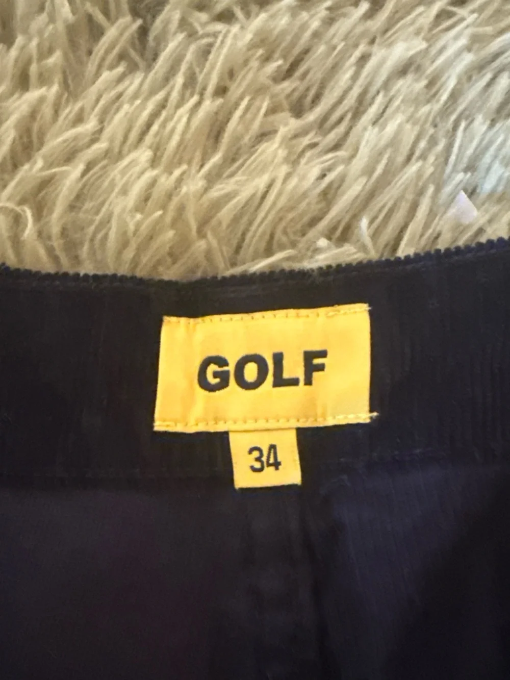 Golf Wang Black Corduroy Waistband Shorts with Yellow Label
